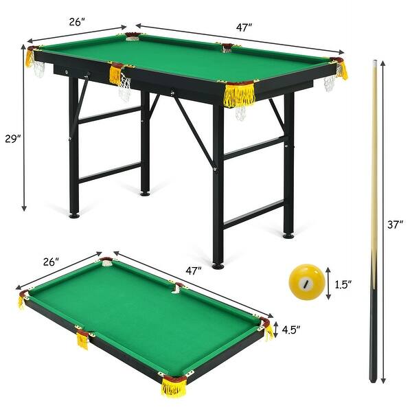 Costway 47" Folding Billiard Table Pool Game Table Indoor Kids w/ Cues